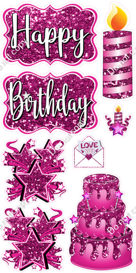 8 pc Quick Sets #1 - Sparkle Hot Pink