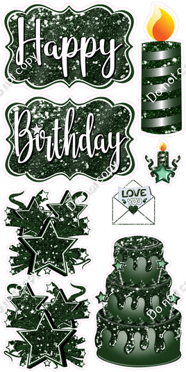 8 pc Quick Sets #1 - Sparkle Hunter Green