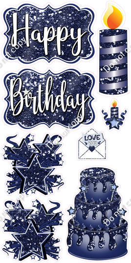 8 pc Quick Sets #1 - Sparkle Navy Blue