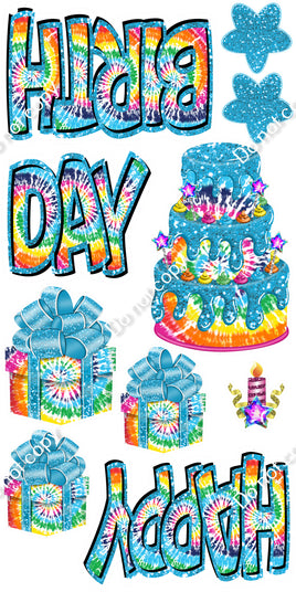 10 pc Happy Birthday - Swift - Tie Dye & Caribbean Flair-hbd0682