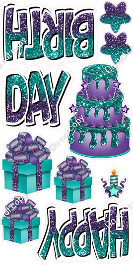 10 pc Happy Birthday - Swift Purple & Teal Flair-hbd0691