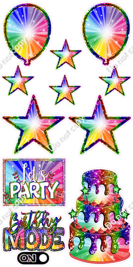 11 pc Rainbow Burst Birthday Flair Set