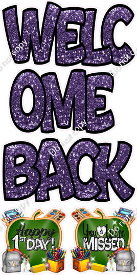 5 pc Sparkle Purple Split Welcome Back Set