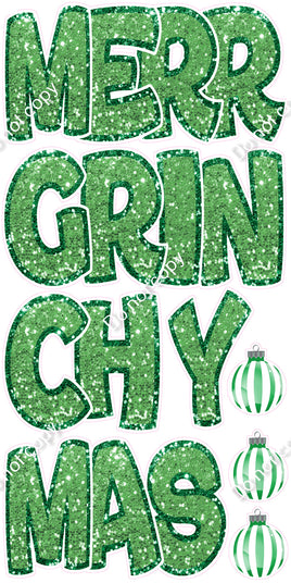 8 pc Lime Green & Green BB Merry Grinchmas EZ Set Flair-hbd0886