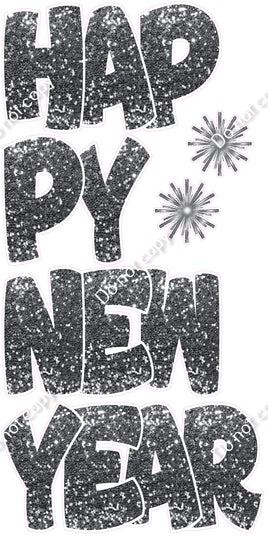 6 pc Silver BB Happy New Year EZ Set Flair-hbd0889