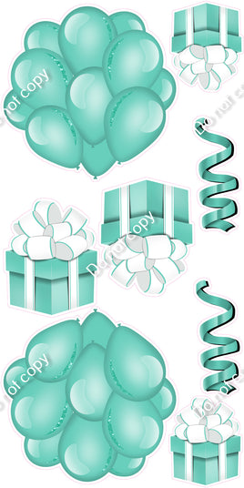 8 pc Flat - Mint Cluster, Present & Streamer Set