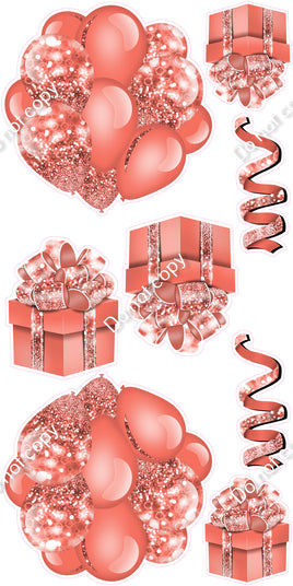 8 pc Bokeh - Coral Cluster, Present & Streamer Set