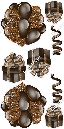 8 pc Sparkle - Chocolate Cluster, Present & Streamer Set