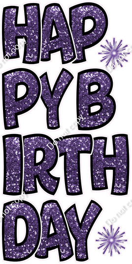 7 pc BB Sparkle - Purple with Black Outlines EZ HBD Set Flair-hbd1052