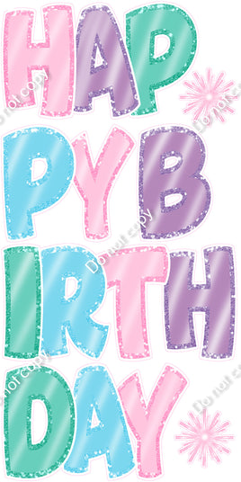 7 pc BB Sparkle - Lavender, Baby Pink, Baby Blue, Mint with Outlines EZ HBD Set