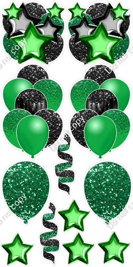 12 pc - Black & Green - Balloon Flair Set