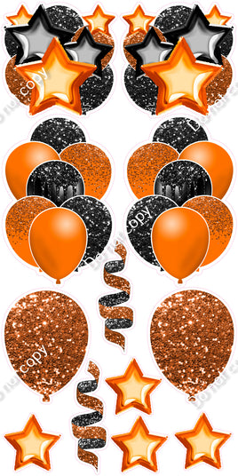 12 pc - Black & Orange - Balloon Flair Set