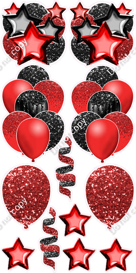 12 pc - Black & Red - Balloon Flair Set
