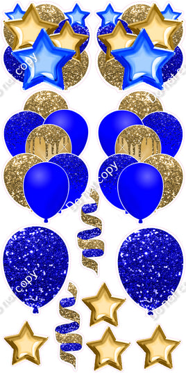 12 pc - Gold & Blue - Balloon Flair Set