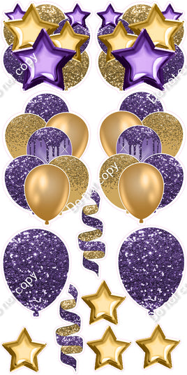 12 pc - Gold & Purple - Balloon Flair Set