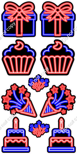 10 pc Red & Blue NEON Flair Set
