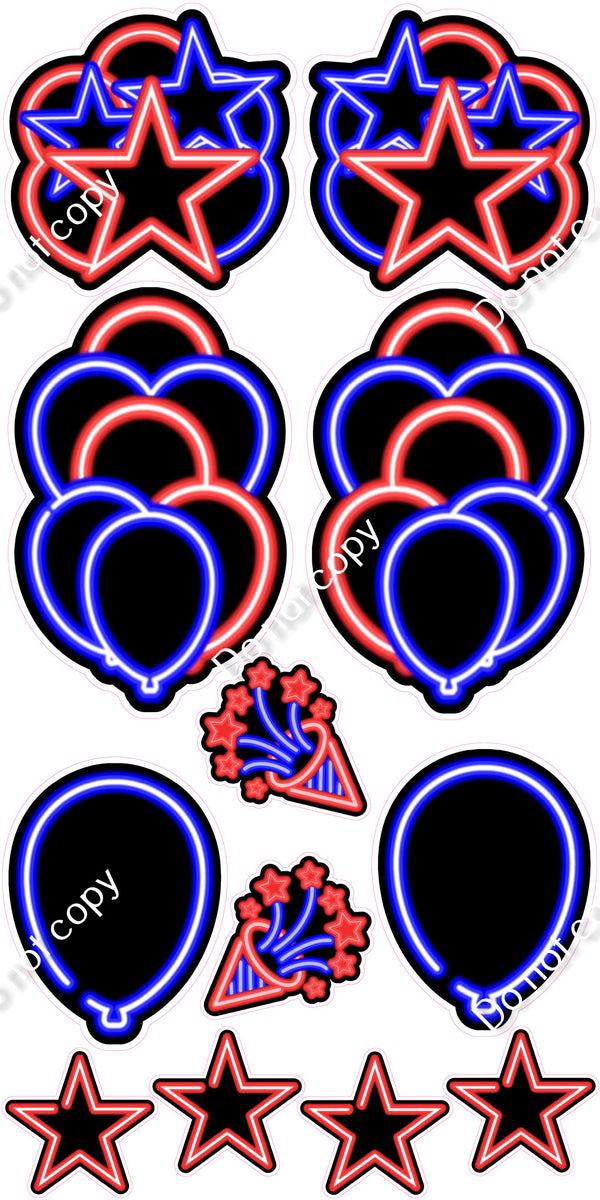 12 pc Red & Blue NEON Flair Set| Sign Swag USA