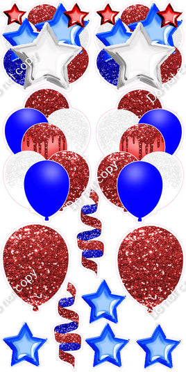 12 pc - Red, White, Blue - Balloon Flair Set