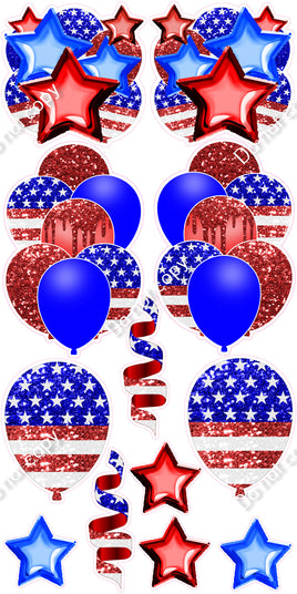 12 pc - American Flag - Balloon Flair Set