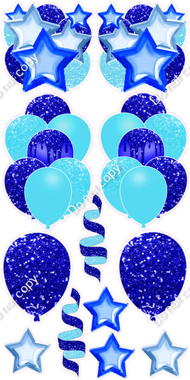 12 pc - Blue & Baby Blue - Balloon Flair Set