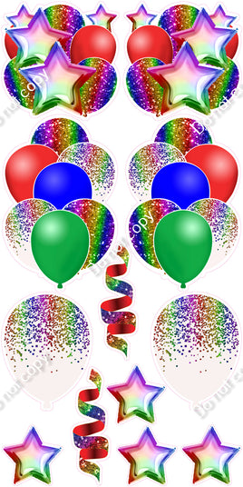 12 pc - Rainbow& White - Balloon Flair Set