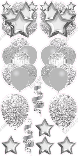 12 pc - Light Silver - Balloon Flair Set