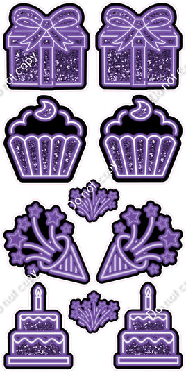 10 pc Purple NEON Flair Set - Sparkle