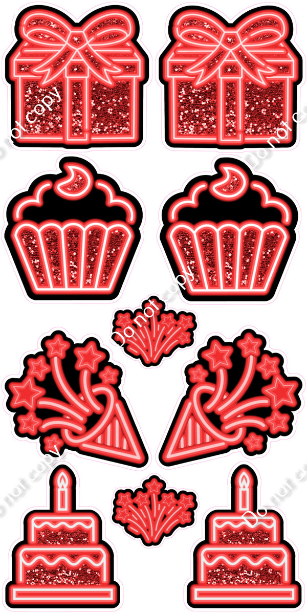 10 pc Red NEON Flair Set - Sparkle| Sign Swag USA