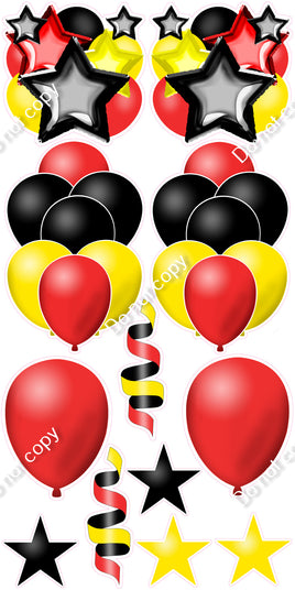 12 pc Mickey Mouse, Flat Red, Yellow, Black Balloon Flair Set