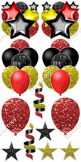 12 pc Mickey Mouse, Sparkle Red, Yellow, Black Balloon Flair Set