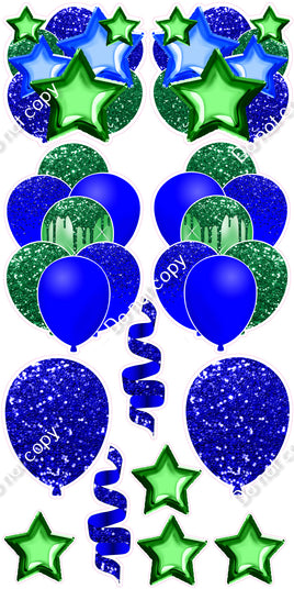 12 pc - Green & Blue - Balloon Flair Set