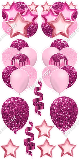 12 pc - Baby Pink & Hot Pink - Balloon Flair Set