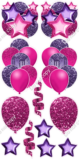 12 pc - Hot Pink & Purple - Balloon Flair Set