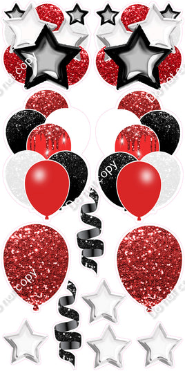 12 pc - Black, White, Red - Balloon Flair Set