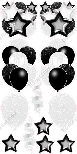 12 pc - Black & White - Balloon Flair Set