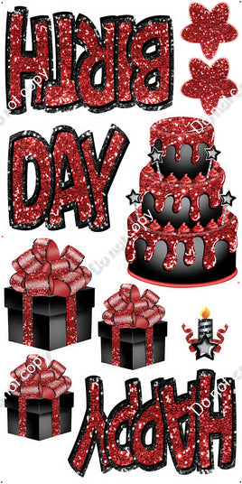 10 pc Happy Birthday - Swift - Red & Black
