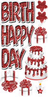 White Outline - 10 pc Happy Birthday