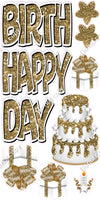White Outline - 10 pc Happy Birthday