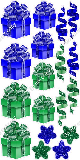 18 pc Blue & Green Present Set