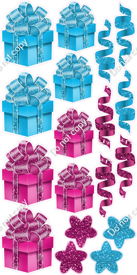 18 pc Hot Pink & Caribbean Present Set