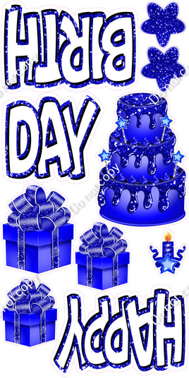10 pc Happy Birthday - Swift - White & Blue Sparkle