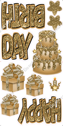 10 pc Happy Birthday - Swift - Gold Sparkle