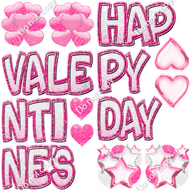 14 pc Bubblegum Sparkle Double Line BB Happy Valentine's Set