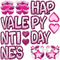 14 pc Hot Pink & White Sparkle Double Line BB Happy Valentine's Set