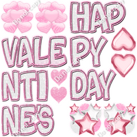 14 pc Baby Pink & White Double Line BB Happy Valentine's Set