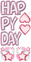 14 pc Baby Pink & White Double Line BB Happy Valentine's Set