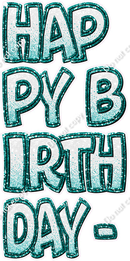 6 pc BB - EZ HBD - White & Teal Sparkle