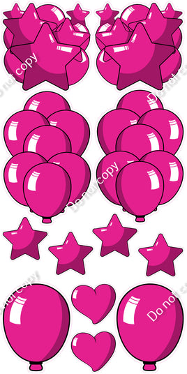 12 pc Hot Pink Cartoon Flair Set