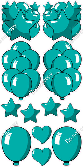 12 pc Teal Cartoon Flair Set