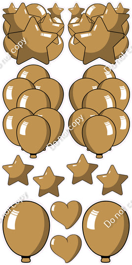 12 pc Gold Cartoon Flair Set